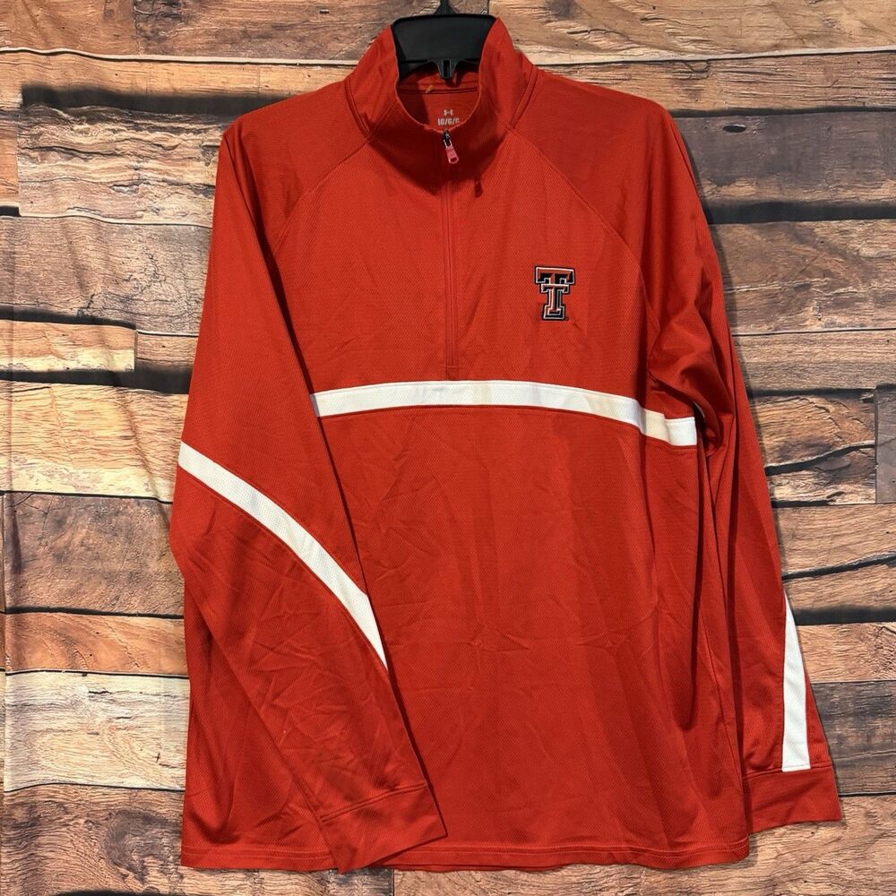 Under Armour Texas Tech Red Raiders Pullover Mens Large 1/4 Zip Red Jacket